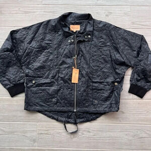 Two By Vince Camuto Womens Black Long Sleeve Full Zip Nylon Jacket Size XL NWT